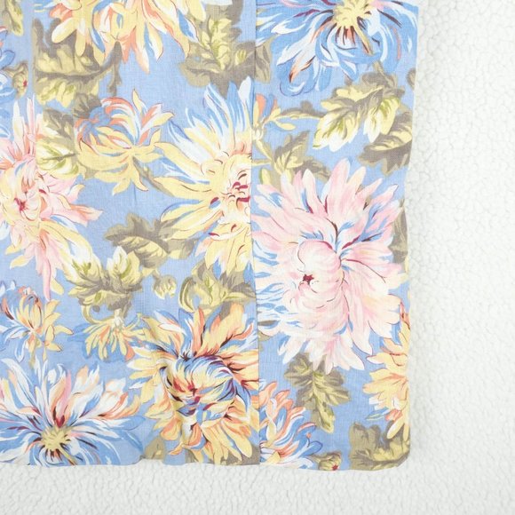 Talbots Circle Skirt Womens 8 Blue Yellow Floral Vintage Linen Cottagecore - Picture 3 of 10